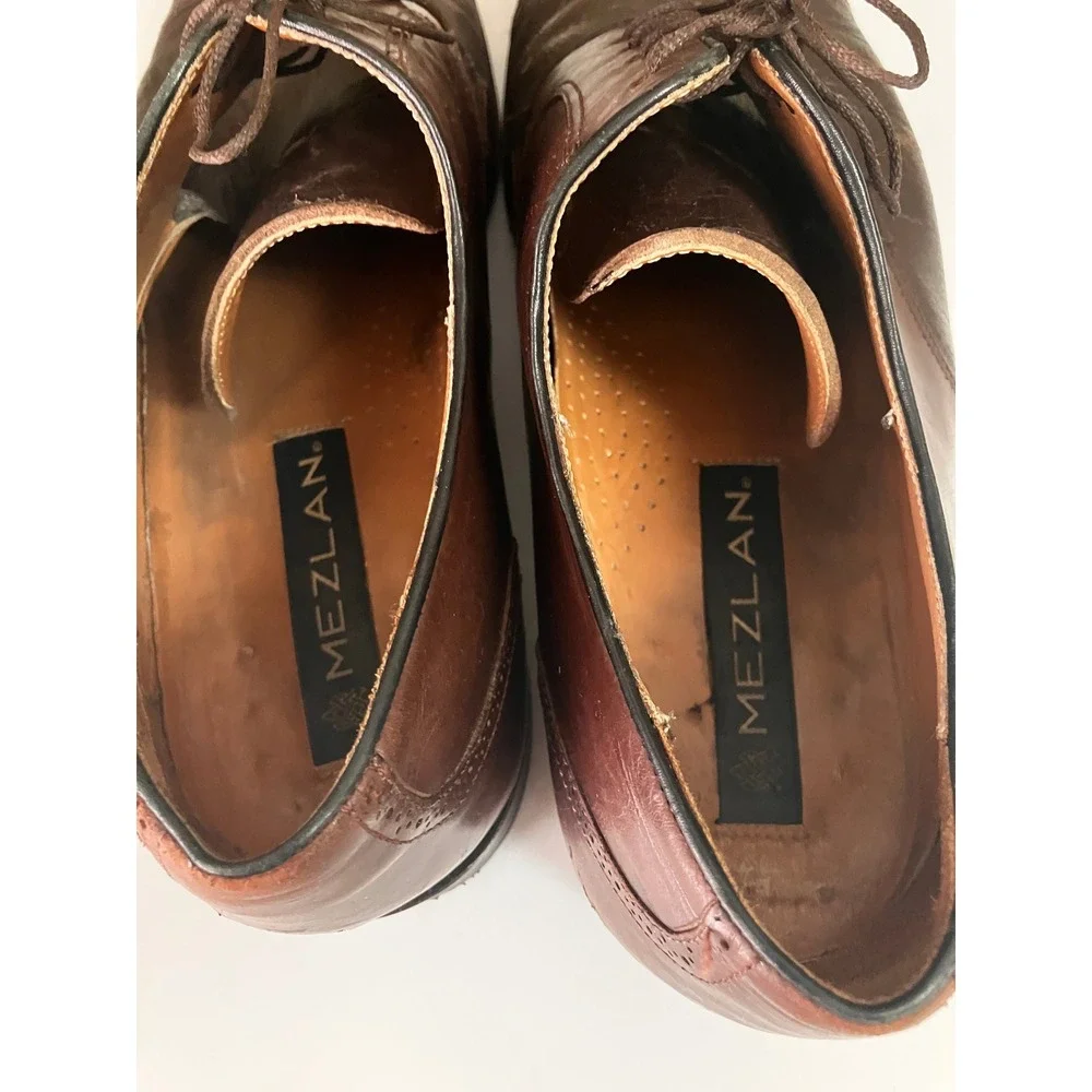 Mezlan Orbison Mens Brown Leather Cap Toe Derby Dress Shoes 13 M Spain NEW SOLES